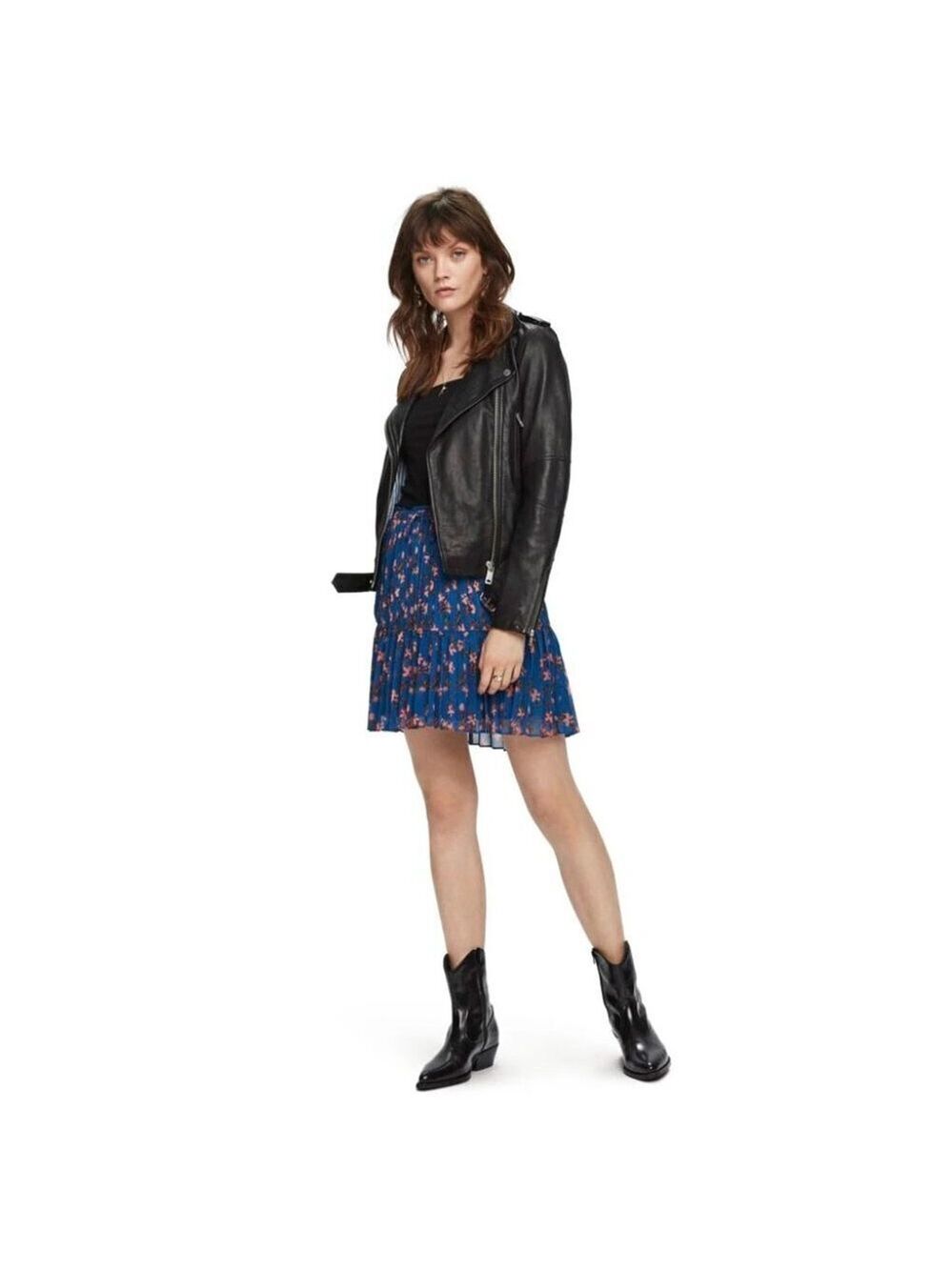 NWT Scotch & Soda blue floral pleated mini skirt, XS
